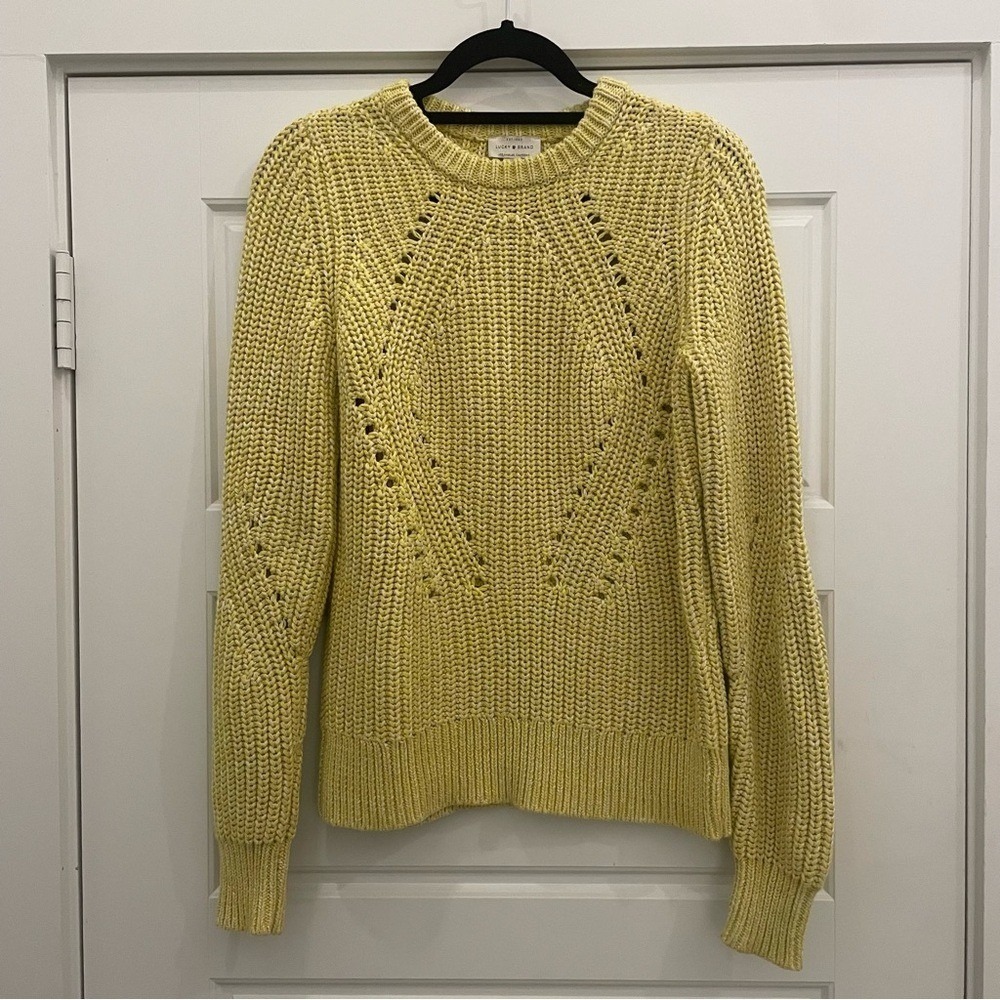 Lucky Brand Light Yellow Cable Knit Sweater size Medium